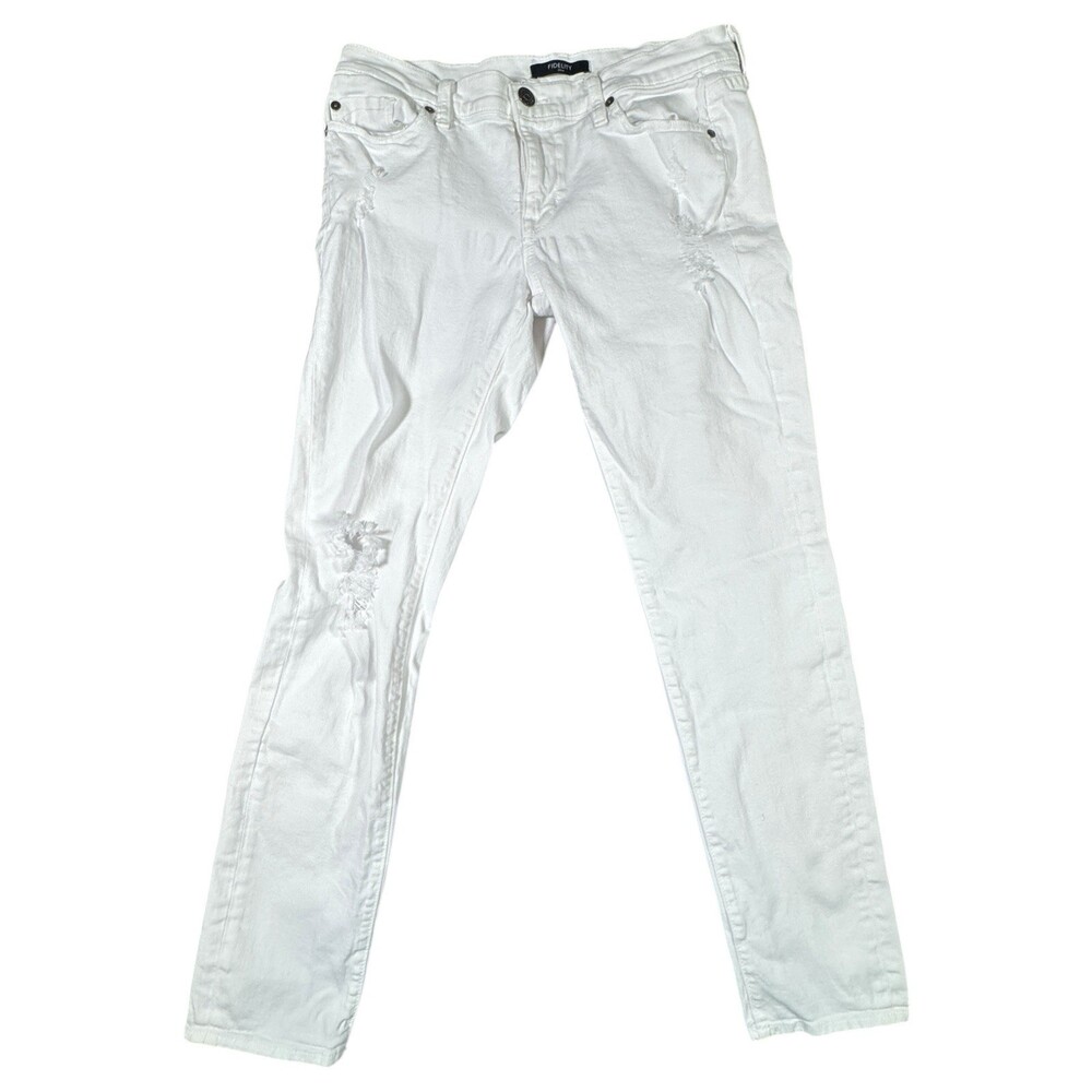Fidelity Denim Womens AXL Relaxed Skinny Jeans 28-28 Anarchy White H1032